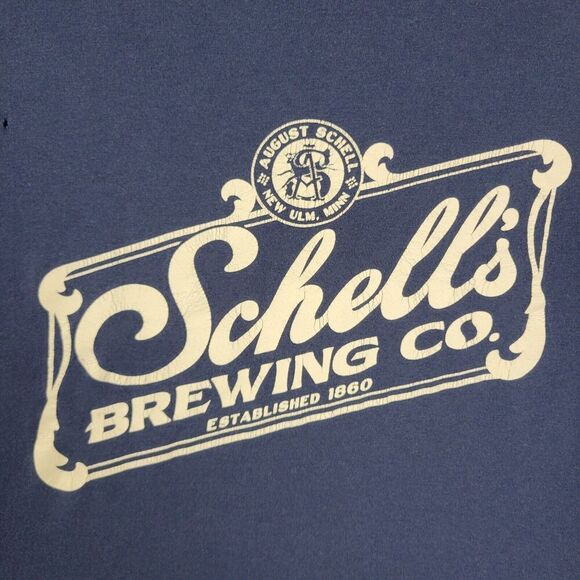 Schell Brewing Co. Shirt Men's Large Blue Bar Beer Brewery Minnesota Distressed - Picture 2 of 9